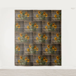 Rustige zonnebloemen Butterflies Barn Board Wandkleed