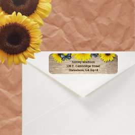 Rustige zonnebloemen Butterflies Etiket