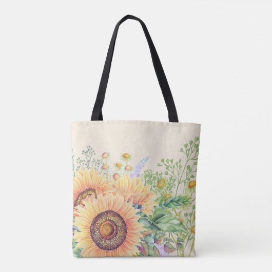 Rustige zonnebloemen | Cadeaucode voor aangepaste  Tote Bag (Achterkant)