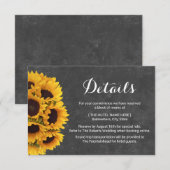 Rustige zonnebloemen Chalkboard Wedding Details Kaart (Voorkant / Achterkant)