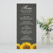 Rustige zonnebloemen Chalkboard Wedding Dinner Men Menu (Staand voorkant)
