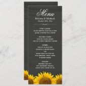 Rustige zonnebloemen Chalkboard Wedding Dinner Men Menu (Voorkant / Achterkant)