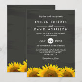 Rustige zonnebloemen Classy Chalkboard Formal Wedd Kaart (Voorkant / Achterkant)