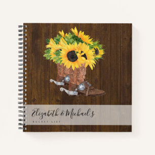 Rustige zonnebloemen Cowboy Boots BUCKET LIST Jour Notitieboek