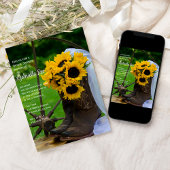 Rustige zonnebloemen Cowboy Boots Ranch Vrijgezell Kaart