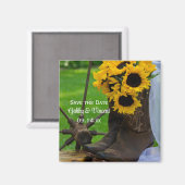 Rustige zonnebloemen Cowboy Boots Save the Date Magneet (Voorkant / Achterkant)