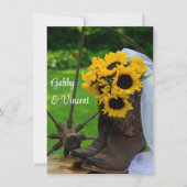 Rustige zonnebloemen Cowboy Boots Wedding Flat Not Notitiekaartje (Voorkant)