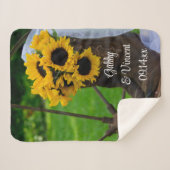 Rustige zonnebloemen Cowboy Boots Wedding Keepomwi Sherpa Deken (Voorkant (horizontaal))