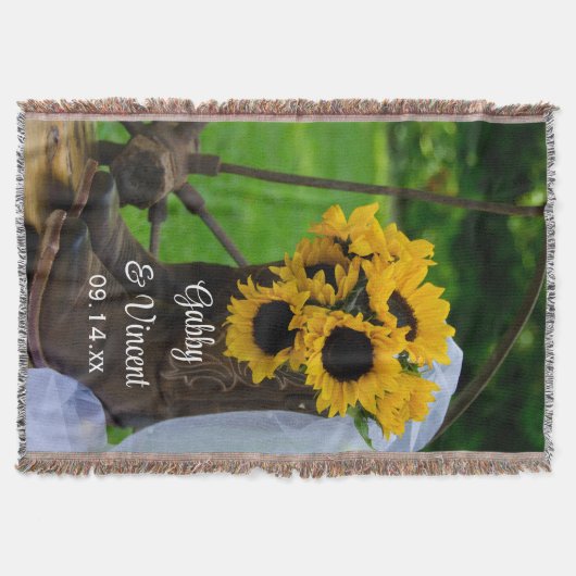 Rustige zonnebloemen Cowboy Boots Westerne bruilof Deken (Voorkant)