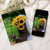 Rustige zonnebloemen Cowboy Boots Westerne bruilof Kaart