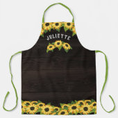 Rustige zonnebloemen & donkerhout Naam toevoegen Schort (Voorkant)