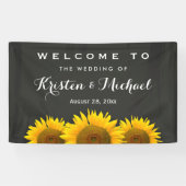 Rustige zonnebloemen Elegant Chalkboard Wedding Pa Spandoek (Horizontaal)