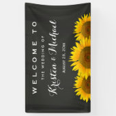 Rustige zonnebloemen Elegant Chalkboard Wedding Pa Spandoek (Verticaal)