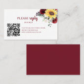 Rustige zonnebloemen en Bourgogne Rozen RSVP QR-co Visitekaartje (Voorkant / Achterkant)