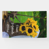 Rustige zonnebloemen en Cowboy Boots country Weddi Spandoek (Horizontaal)