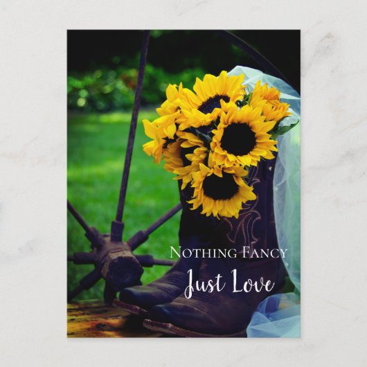 Rustige zonnebloemen en Cowboy Boots sparen de dat Aankondigingskaart (Voorkant)