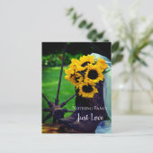 Rustige zonnebloemen en Cowboy Boots sparen de dat Aankondigingskaart (Staand voorkant)