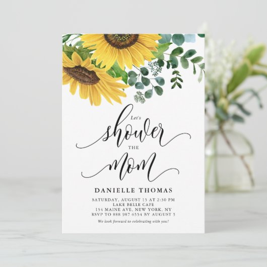 Rustige Zonnebloemen en Eucalyptus Herfst Baby sho Kaart (Staand voorkant)