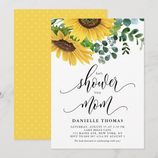 Rustige Zonnebloemen en Eucalyptus Herfst Baby sho Kaart (Voorkant / Achterkant)