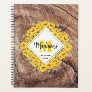 Rustige zonnebloemen en houtextuur Benoeming Book Planner