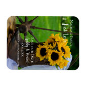 Rustige zonnebloemen en laarzen bruiloft sparen de magneet (Horizontaal)