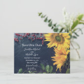 Rustige zonnebloemen en laat onze datumbruiloft be kaart (Staand voorkant)