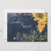 Rustige zonnebloemen en laat onze datumbruiloft be kaart (Achterkant)