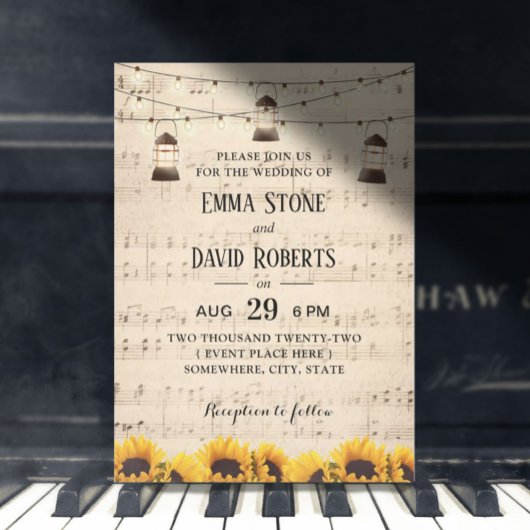 Rustige zonnebloemen en lantaarns kaart