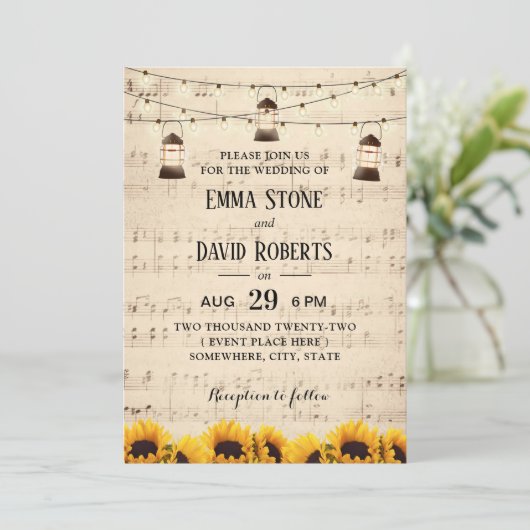 Rustige zonnebloemen en lantaarns kaart (Staand voorkant)