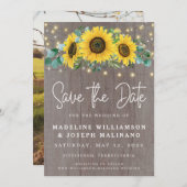 Rustige zonnebloemen en lichtfoto's opslaan Datum Kaart (Voorkant / Achterkant)