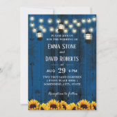 Rustige zonnebloemen en luienblauw rond het huweli kaart (Voorkant)