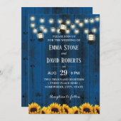 Rustige zonnebloemen en luienblauw rond het huweli kaart (Voorkant / Achterkant)