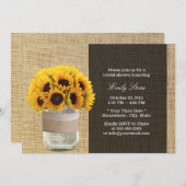 Rustige zonnebloemen en Mason Jar Burlap Vrijgezel Kaart (Voorkant / Achterkant)