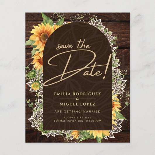 Rustige zonnebloemen en onkruidbestrijding sparen flyer (Voorkant)