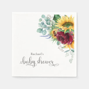 Rustige zonnebloemen en Rozen Baby shower Servet