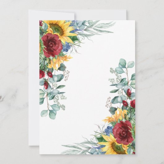 Rustige zonnebloemen en Rozen Kaart (Achterkant)