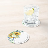 Rustige zonnebloemen en Rozen Ronde Kartonnen Onderzetter (Insitu)