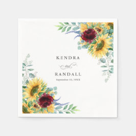 Rustige zonnebloemen en Rozen Servet