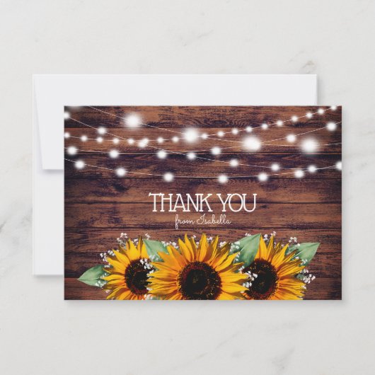 Rustige zonnebloemen en Twinkle Lights Hartelijk d Bedankkaart (Voorkant)