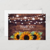 Rustige zonnebloemen en Twinkle Lights Hartelijk d Bedankkaart (Voorkant / Achterkant)