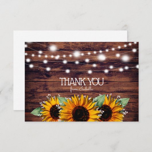 Rustige zonnebloemen en Twinkle Lights Hartelijk d Bedankkaart (Voorkant / Achterkant)