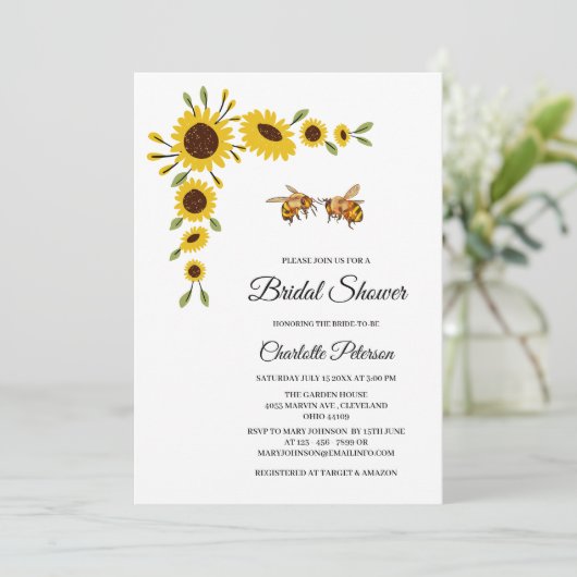 Rustige zonnebloemen en Vrijgezellenfeest van bije Kaart