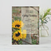 Rustige Zonnebloemen en Wagon Birthday Party Kaart (Staand voorkant)