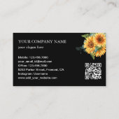 Rustige zonnebloemen Eucalyptus Black QR-code Visitekaartje (Achterkant)