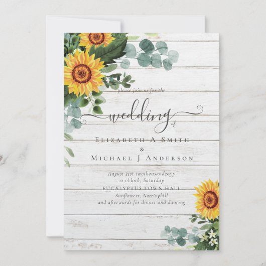 Rustige zonnebloemen Eucalyptus Leaves Wedding (Voorkant)