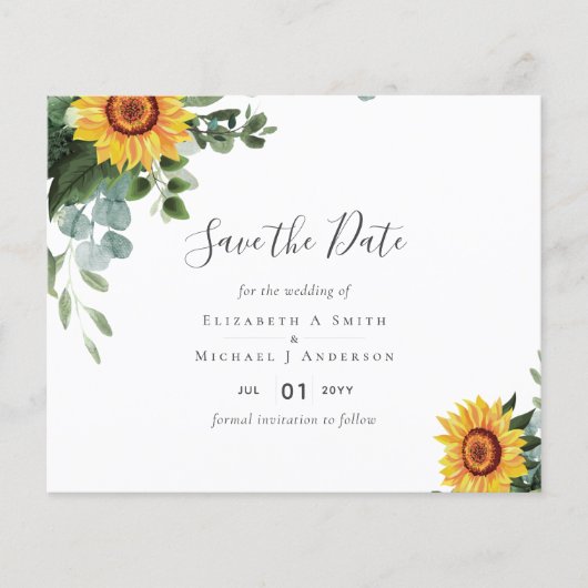 Rustige zonnebloemen Eucalyptus Leaves Wedding (Voorkant)