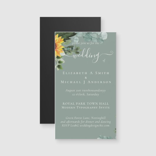 Rustige zonnebloemen Eucalyptus Leaves Wedding (Voorkant / Achterkant)