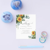 Rustige zonnebloemen Eucalyptus Leaves Wedding Flyer (Enkel)