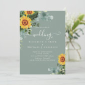 Rustige zonnebloemen Eucalyptus Leaves Wedding Kaart (Staand voorkant)