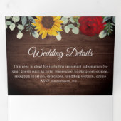 Rustige zonnebloemen Eucalyptus Red Roses Wedding Drieluik Uitnodiging (Binnenzijde eerst)